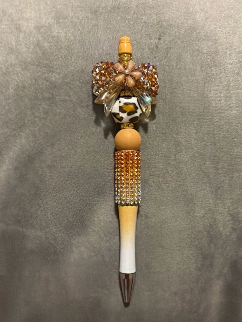 Luxury Beaded Accent Pen in Amber and Gold